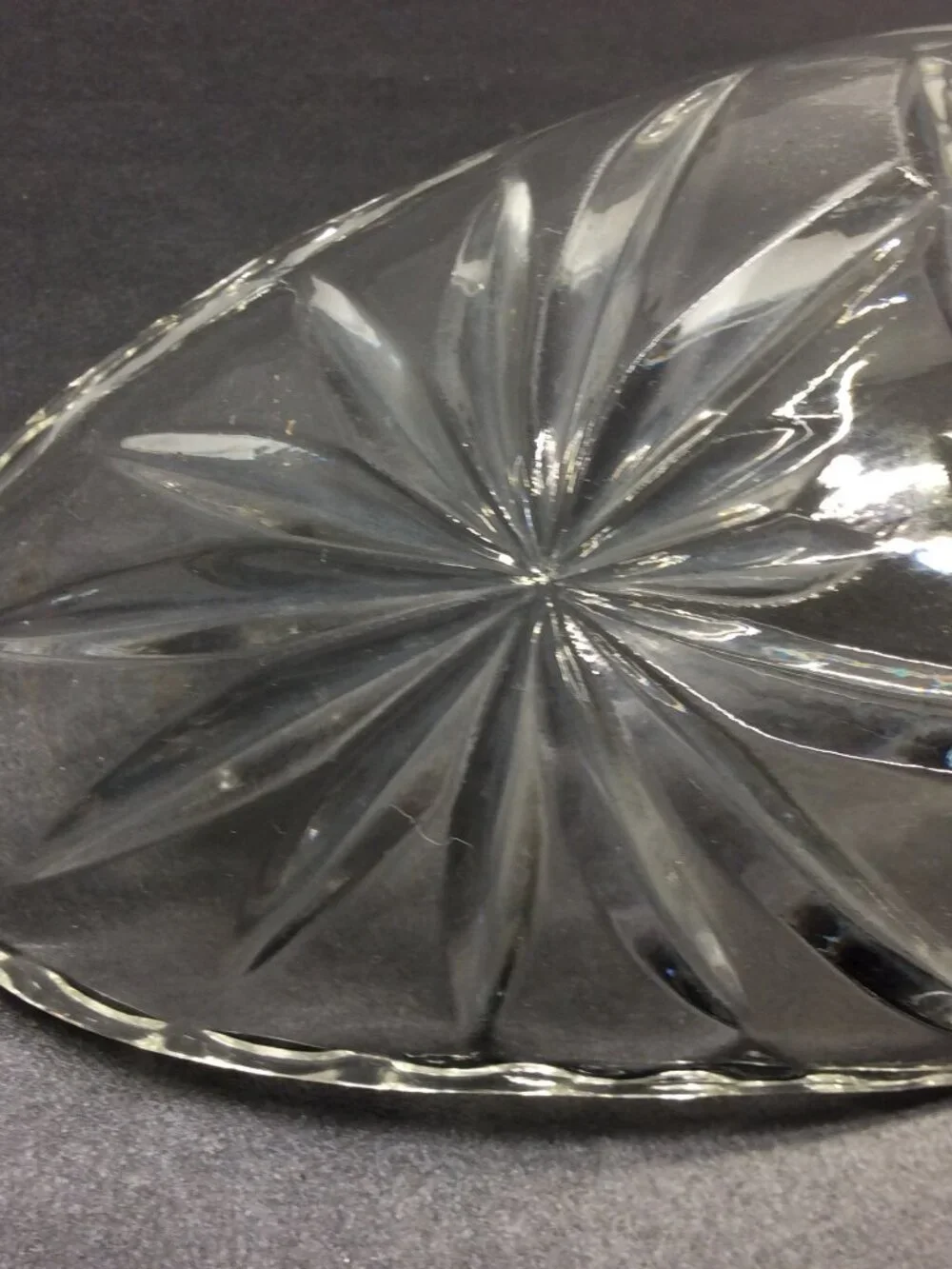 VINTAGE Anchor Hocking Star of David Gondola Boat Relish Dish 9 1/4” Clear Glass